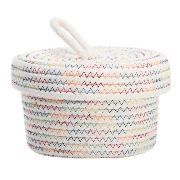 MLINS Storage Box Washing Basket Woven Laundry Hamper with Lid White