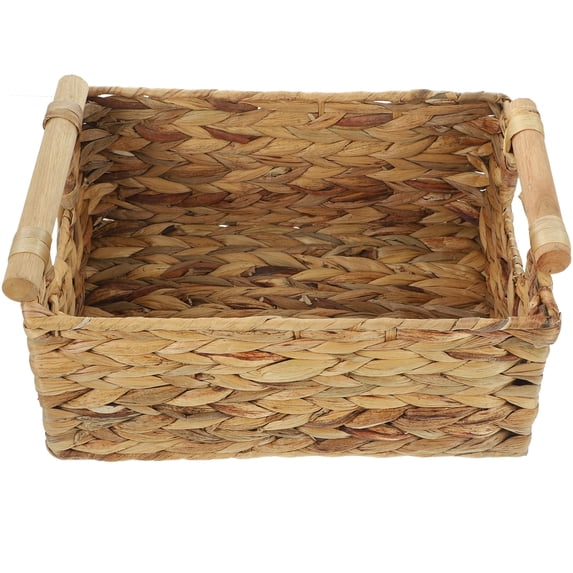 HEALEEP Woven Rattan Storage Basket in Khaki, 12.6x8.7x6.3 Inches, and Stylish Home Organizer, 1 Piece