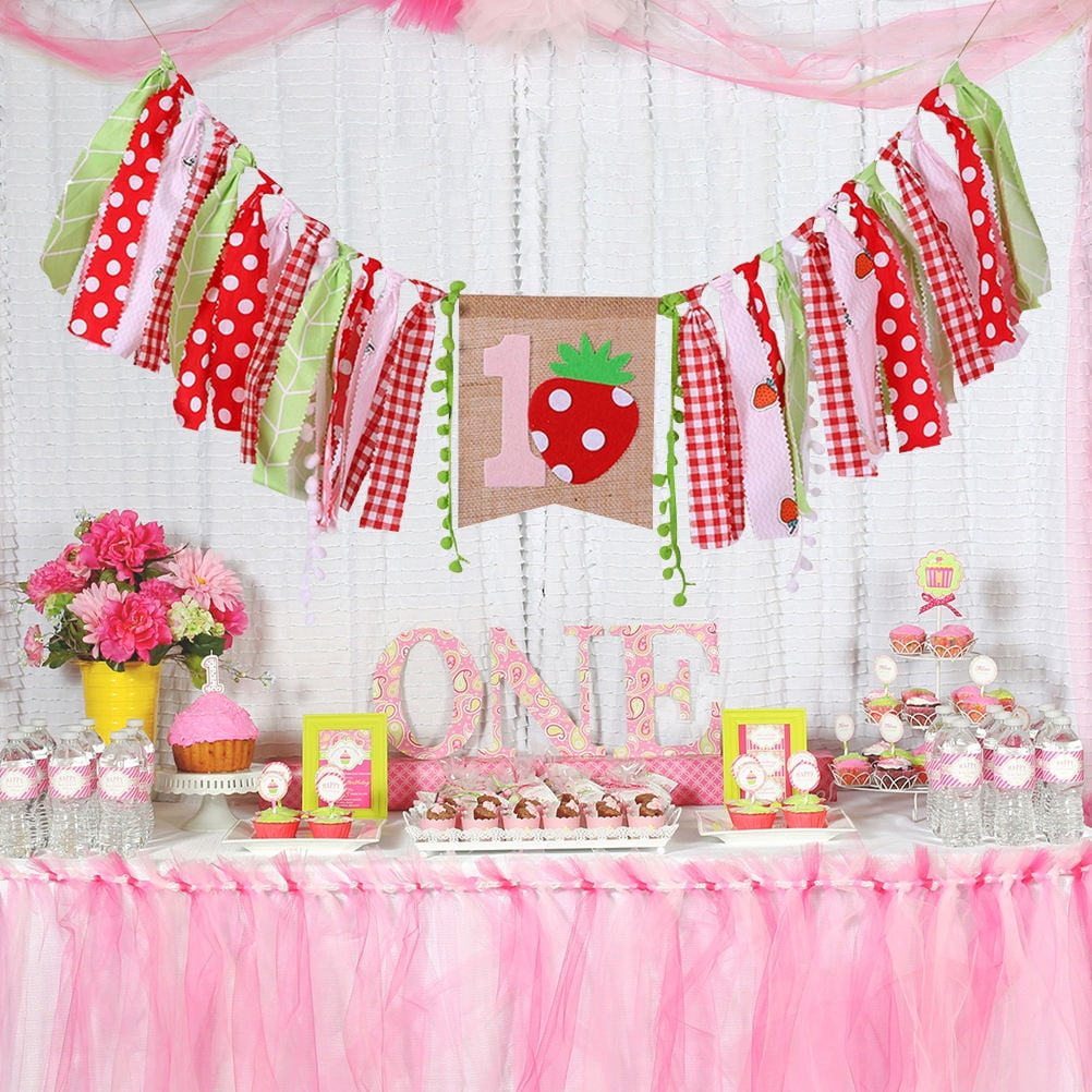 Aazon.co: Berry First Birthday Backdrop Decals Sweet One Birthday Party Sign For Balloon Arch