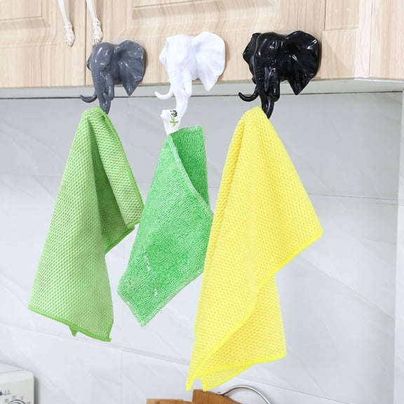 MLINS Strong Adhesive Hooks for Home Use Creative Elephant Nose Design Resin Assorted Color 3pcs