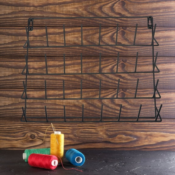 MLINS Sturdy Iron Thread Rack for Storage Black Smooth Round Design 32 Spools Suitable for Sewing Crafts
