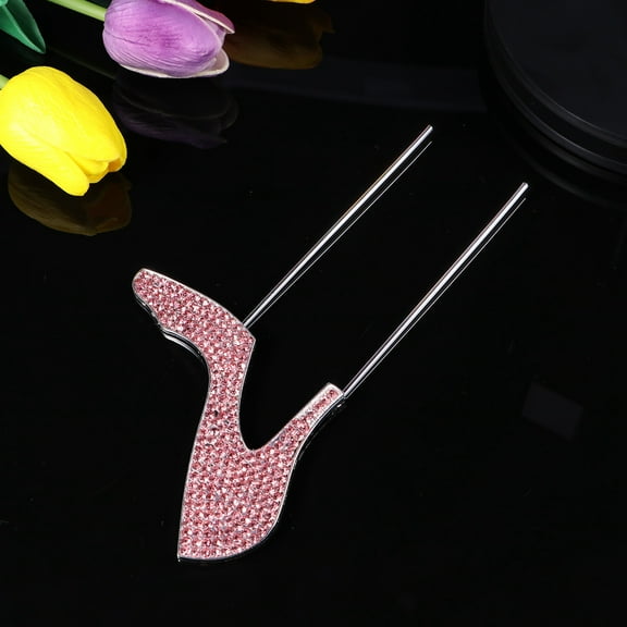 MLINS Stylish High Heels Shaped Cake Topper with Durable Alloy and Rhinestone for Wedding Birthday Pink