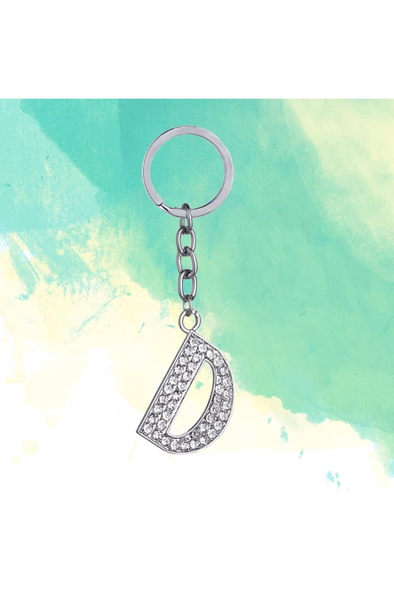 Stylish Silver Letter Key Chain with Rhinestones Zinc Alloy for Keys Holding, Handbag Charms, Size: Letter D