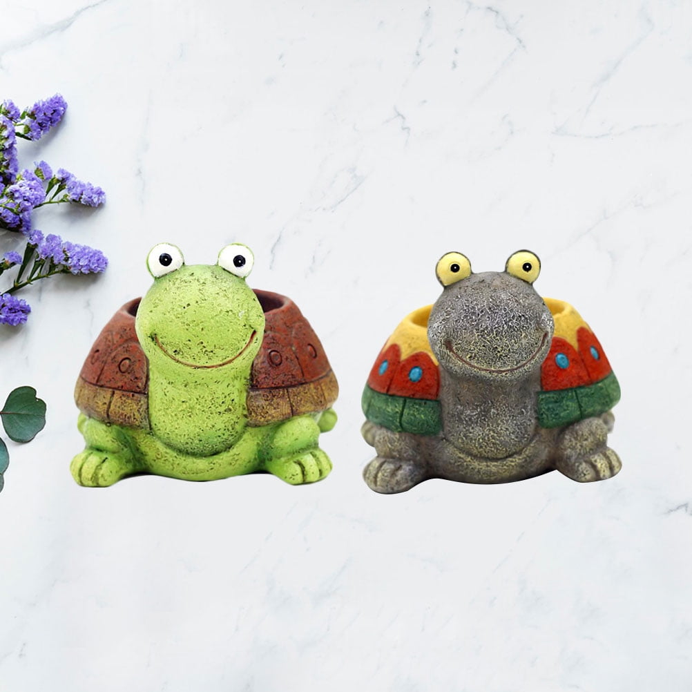 MLINS Succulent Bowl Planter Turtle Shape Resin Plant Pots for Gardening 2 Pieces 4.5 Inches