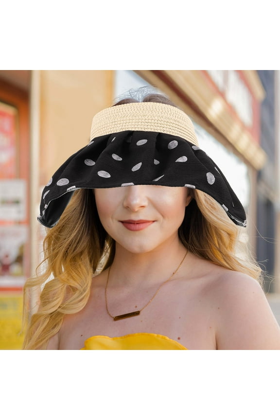 Sun Visor Hat for Women Large Wide Brim Hat Summer Foldable Sun Visor Hat Girl Visor Cap