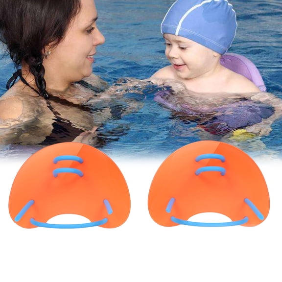 MLINS Swim Webbed Gloves Adult Swim Webbed Gloves Paddling Palm Swimming Training Equipment for Children Diving(Orange)