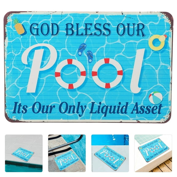 MLINS Swimming Pool Sign Metal Pool Sign Wall Decor Pool Poster Metal Sign for Outdoor Swimming Pool Poster