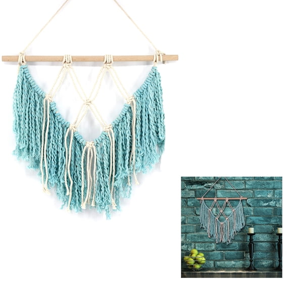 MLINS  Tassel Hanging Tapestry Wall Decor Decorations Macramé Blue