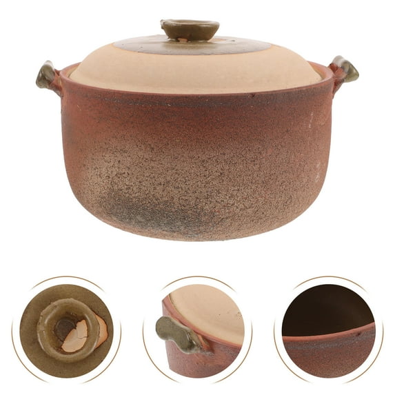 MLINS Terracotta Pots for Cooking Clay Pot with Handle for Stews Soups and Porridge Casserole Cookware for Home Kitchen Use