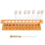 HEALEEP Chemistry Test Tubes Set with Glass Storage Rack, Assorted Colors for Science Lab Experiments