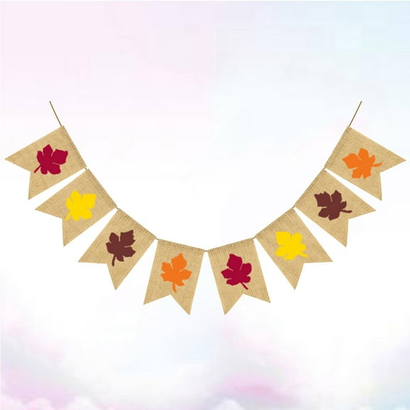 FONWILYO Thanksgiving Fall Decor Linen Burlap Banner Assorted Color Swallowtail Shape 1Set