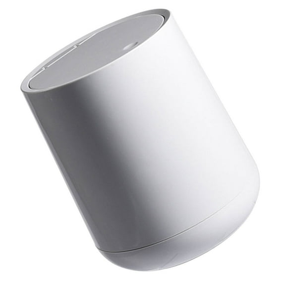 YUYUETIME 1Pc Grey Plastic Desktop Trash Can with Lid for Home Office Countertops Waste Paper Bin