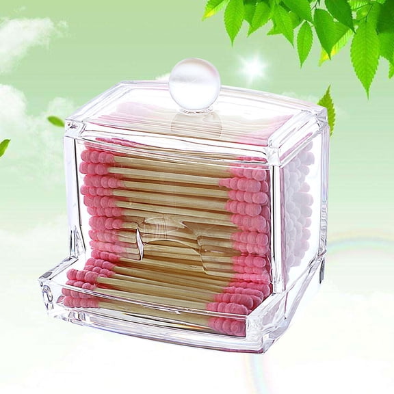 MLINS  Tip Container Crystal Cotton Swab Box Vanity Storage
