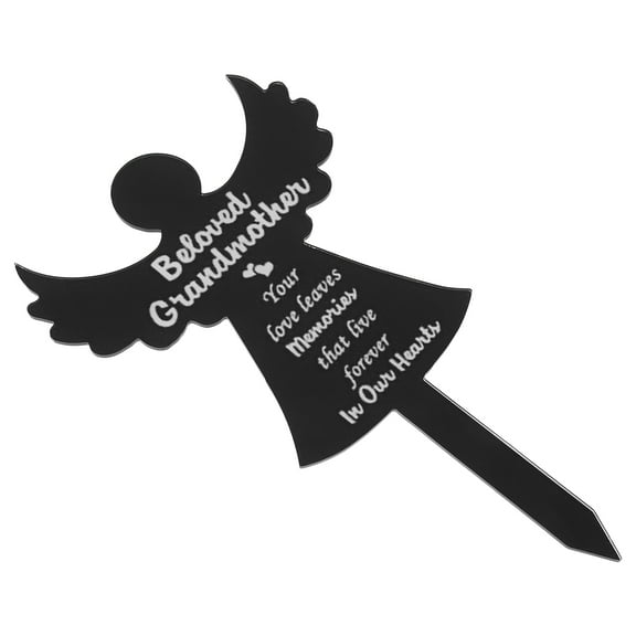 MLINS Tombstone Decoration Angel Memorial Plaque Father 25.00X14.80X0.20CM Black