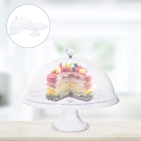 MLINS Transparent Acrylic Cake Stand with Dome for Kitchen Creative Design Keeps Food Fresh and Dust Set