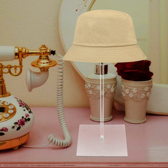 MLINS Transparent Acrylic Hat Stand Clear Wig Hat Display Rack Acrylic Riser Pedestal Stand Square Barbell Base Hat Organizer for Displaying 30cm