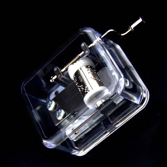 MLINS Transparent Acrylic Music Box with Hand Crank Plays Castle in the Sky Melody 18 Notes Rhythm