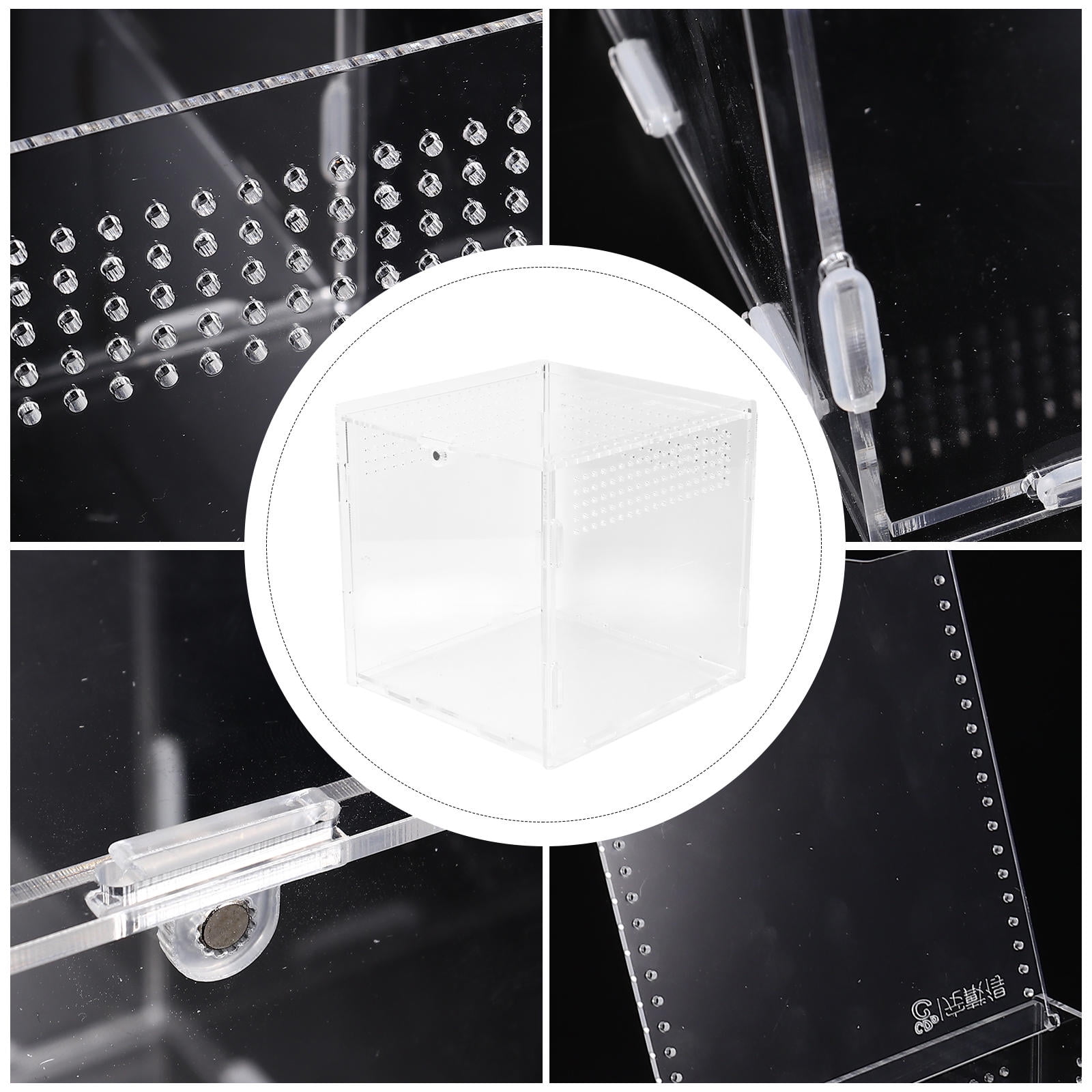 MLINS Transparent Acrylic Reptile Box for Pet Use with Comfortable Space and Safety Design 10x8x6 inches