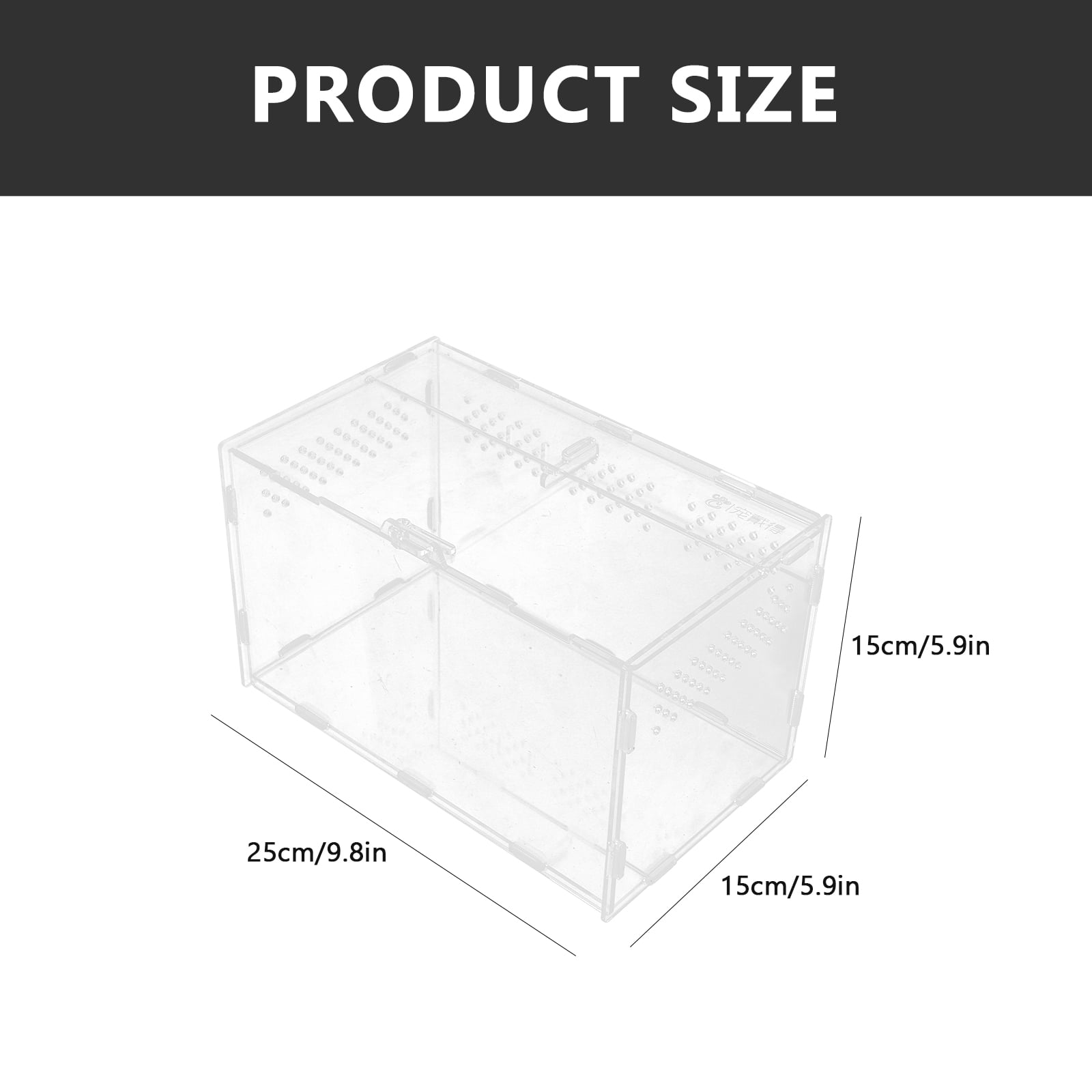 MLINS Transparent Acrylic Reptile Cage for Feeding Snakes with Stable Ventilation System and Comfortable .5x8x6 inches