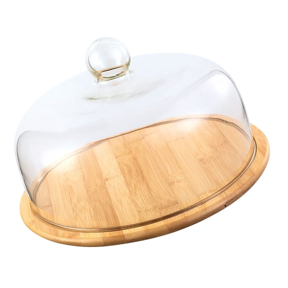 MLINS Transparent Glass Cake Display Stand with Cover for Storage Use Easy to Clean and Reusable 1 Set