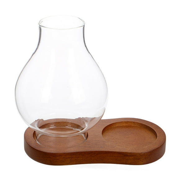 MLINS Wooden Glass Tea Light Candle Holder for Protection with Warm Zen Ambiance Double Compartment Table