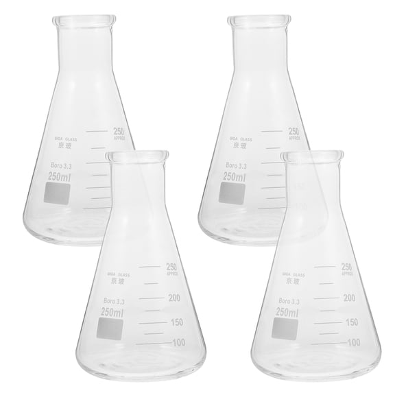 MLINS Transparent Glass Erlenmeyer Flask for Home Use Eco-Friendly Odorless with Clear Scale 4pcs