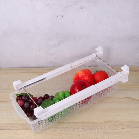MLINS Transparent Plastic Storage Basket for Kitchen Fridge with PP Material and Telescopic Frame 7.87"x4.72"x3.94"