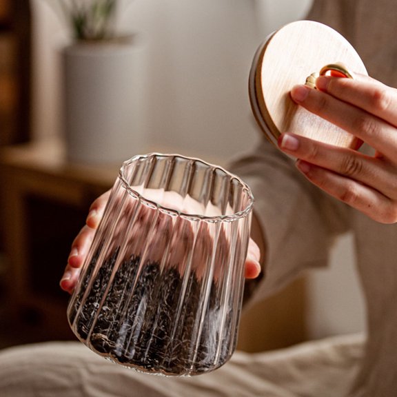 MLINS Transparent Sealed Storage Jar with Lid for Kitchen Use 1pc Glass Container