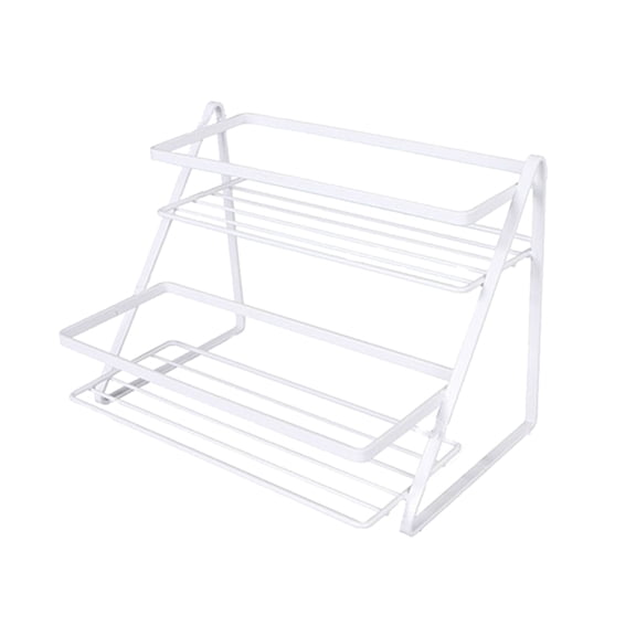 YUYUETIME Two Tier Desktop Organizer White Cosmetic Storage Rack with Hollow Design for Living Room