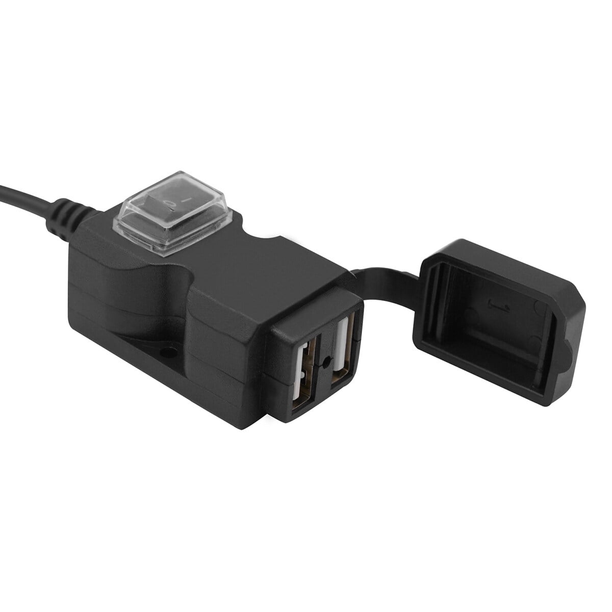 MLINS USB Motorcycle Charger Handlebar Rear Mirror Waterproof Dual Ports 3.1A Fast Charging Power Socket Adaptor with for Motorcycle Tricycle ATV Scooter and Other Vehicles (Black)