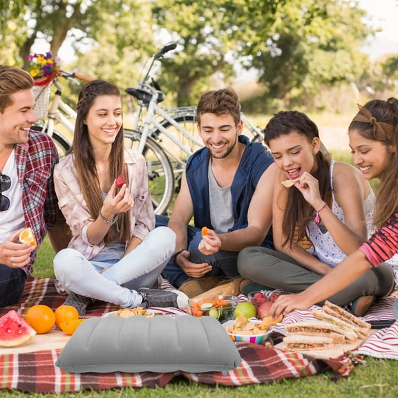 MLINS Ultralight Inflatable Camping Pillow Portable Flocked Cushion Compact Inflating Pillows For Lumbar Support Backpacking Hiking Outdoor