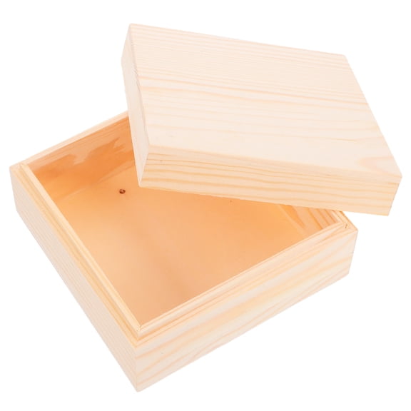 MLINS Unfinished Wooden Box With Lid Jewelry Container Sundries Storage Box Rustic Keepsake Box Memory Items For Home Decor And Office Use