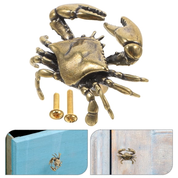 YUYUETIME Coastal Brass Cabinet Pulls Nautical Crab Drawer Handles Ocean Inspired Hardware