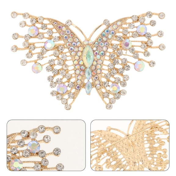YUYUETIME Rhinestone Butterfly Brooch Pin Zinc Alloy Animal Lapel Pin for Party