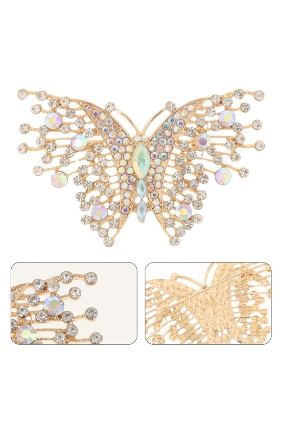 Rhinestone Bow Pin Elegant Zinc Alloy Chest Flower for Women Everyday Wear