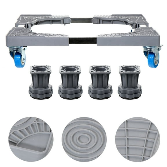 MLINS Universal Mobile Base for Fridge and Washing Machine Stand with Large Surface Grey Plastic Adjust