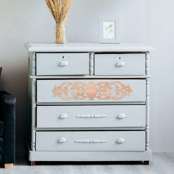 MLINS Unpainted Wood Appliques Carved Wood Onlays Appliques Decorative Wood Trim Wall Decoration For Furniture Cabinet Dresser Door