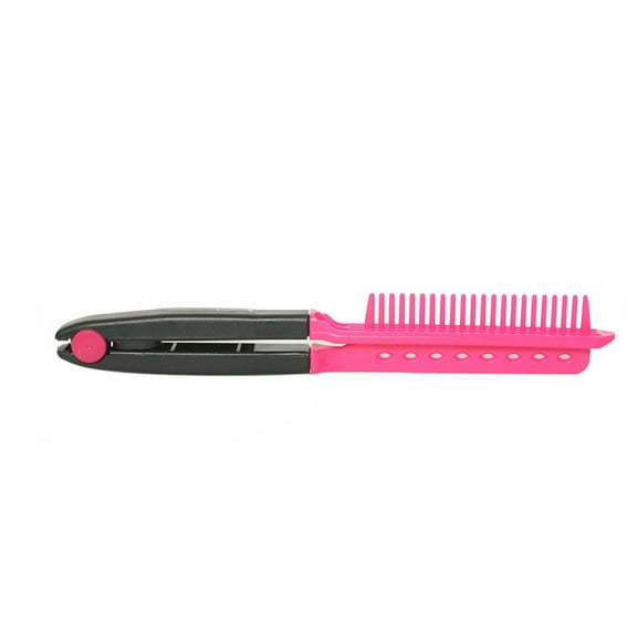 MLINS V Shape Hair Straightener Comb with Painless Bristles for ABS Material Pink 6.7 Inches