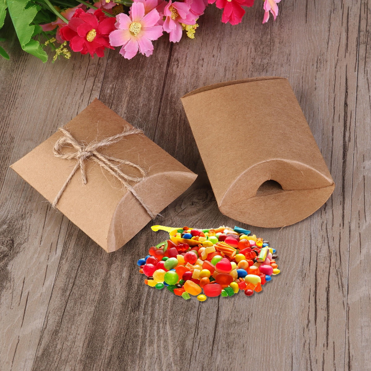 MLINS Vintage Boxes Brown Shabby Rustic Wrapping Gift Candy Boxes with ...