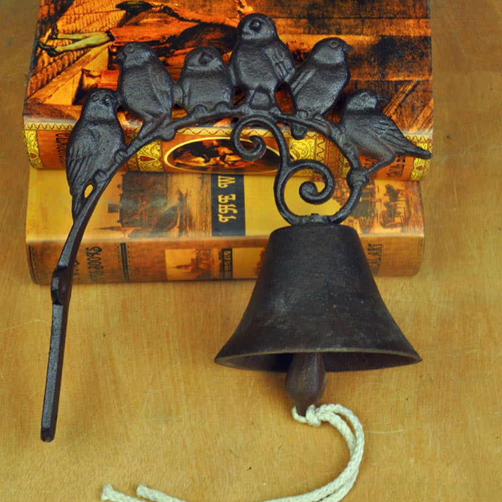 MLINS Vintage Cast Iron Dinner Bell with Rope for Wall Mounting Black 6 ...