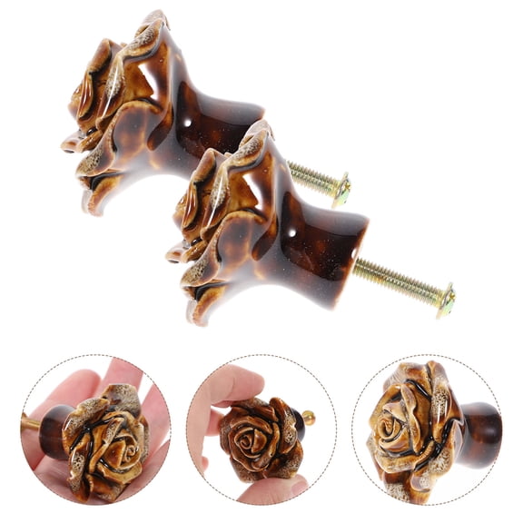 DINHEAROM 4pcs Drawer Handles Dark Brown Zinc Alloy Pull Handle Restoration Projects