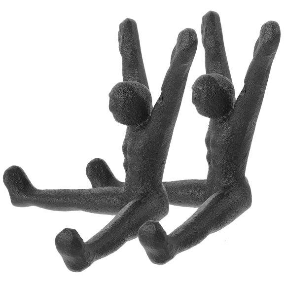 MLINS Wall Hook for Hanging Coat Made of Cast Iron Black Color Compact Size 2 Pieces