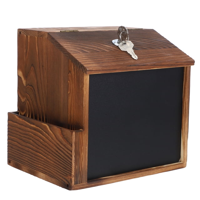 MLINS Wall Mountable Wood Comment Box Donation Box with Slot Wood ...