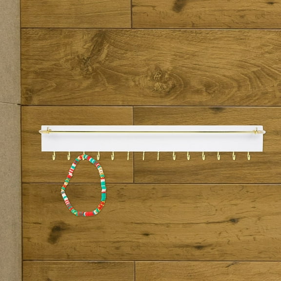 MLINS Wall Mounted Necklace Organizer Wooden Jewelry Holder Hanging Jewelry Storage Rack for Earrings and Bracelets Room Decor