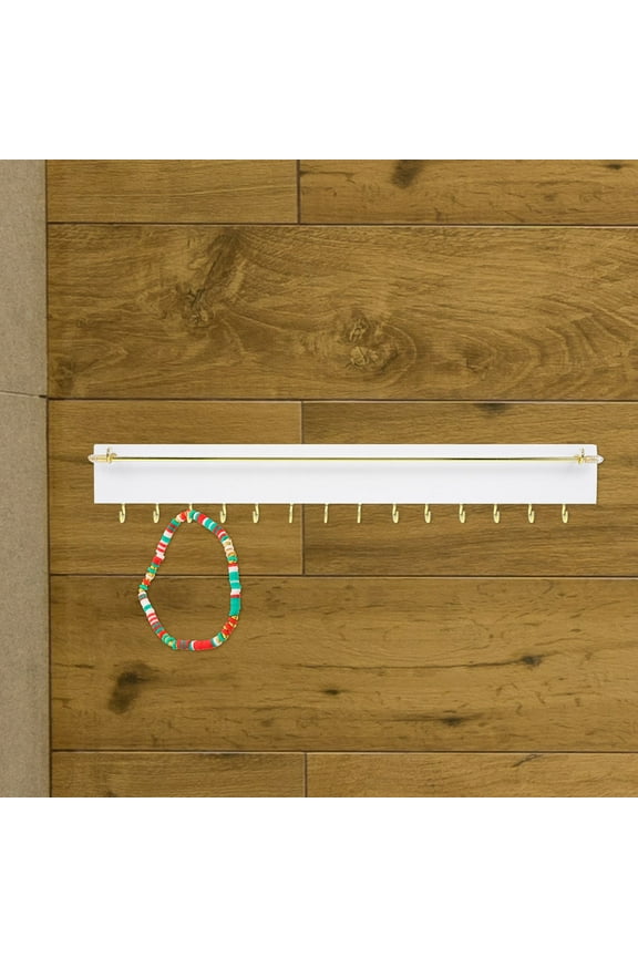 Wall Mounted Necklace Organizer Wooden Jewelry Holder Hanging Jewelry Storage Rack for Earrings and Bracelets Room Decor