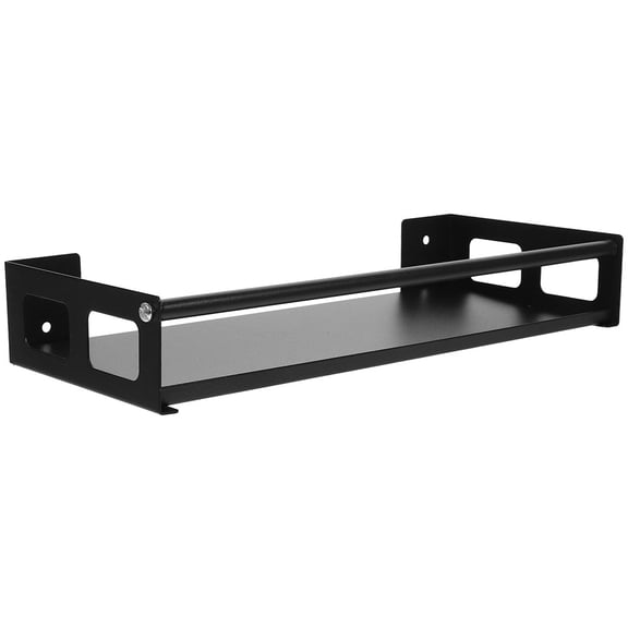 FELTECHELECTR Wall Mounted Black Metal Seasoning Rack Stainless Steel Storage Shelf for Kitchen Organization
