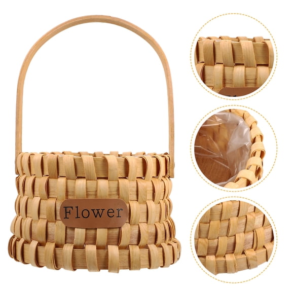 MLINS Weaving Rattan White Basket Flower Basket Gift Idea 28X19X19CM