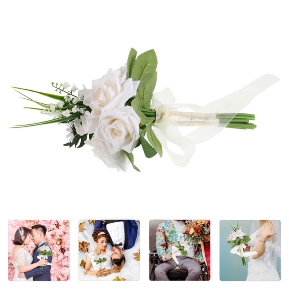 MLINS Wedding Holding Roses Artificial Bouquet Bride Bridesmaid