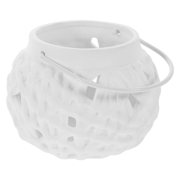 MLINS White Ceramic Candle Holder for Decor with Unique Handle Design Safe and Reusable 1pc