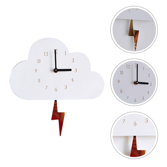 Milisten Wall Clock For Bedroom Acrylic 1Pack 10.6X6.9In White Cloud Shape